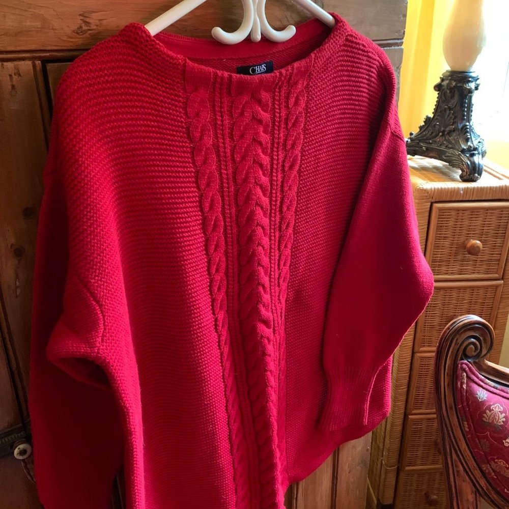 Chaps, Sweater, red, size Large.